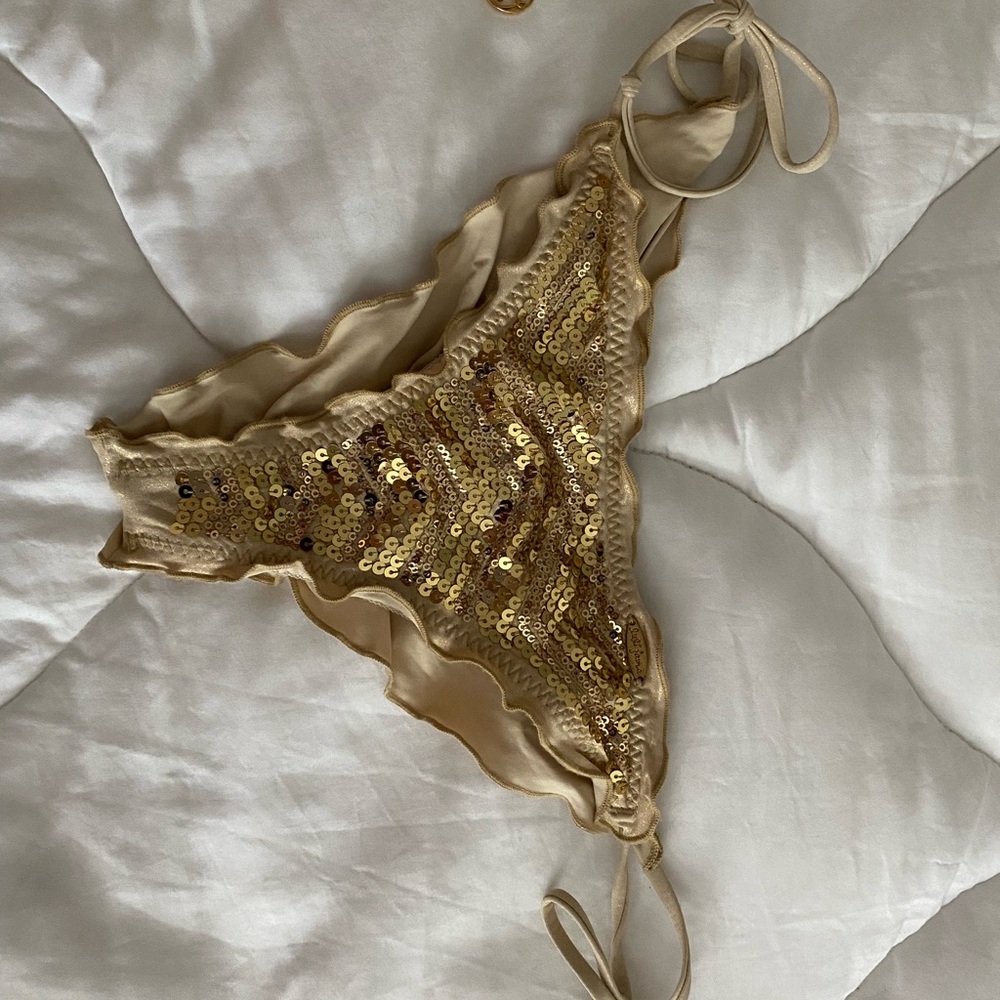 Luli Fama Gold Sequin Bikini Bottom - Picture 3 of 3